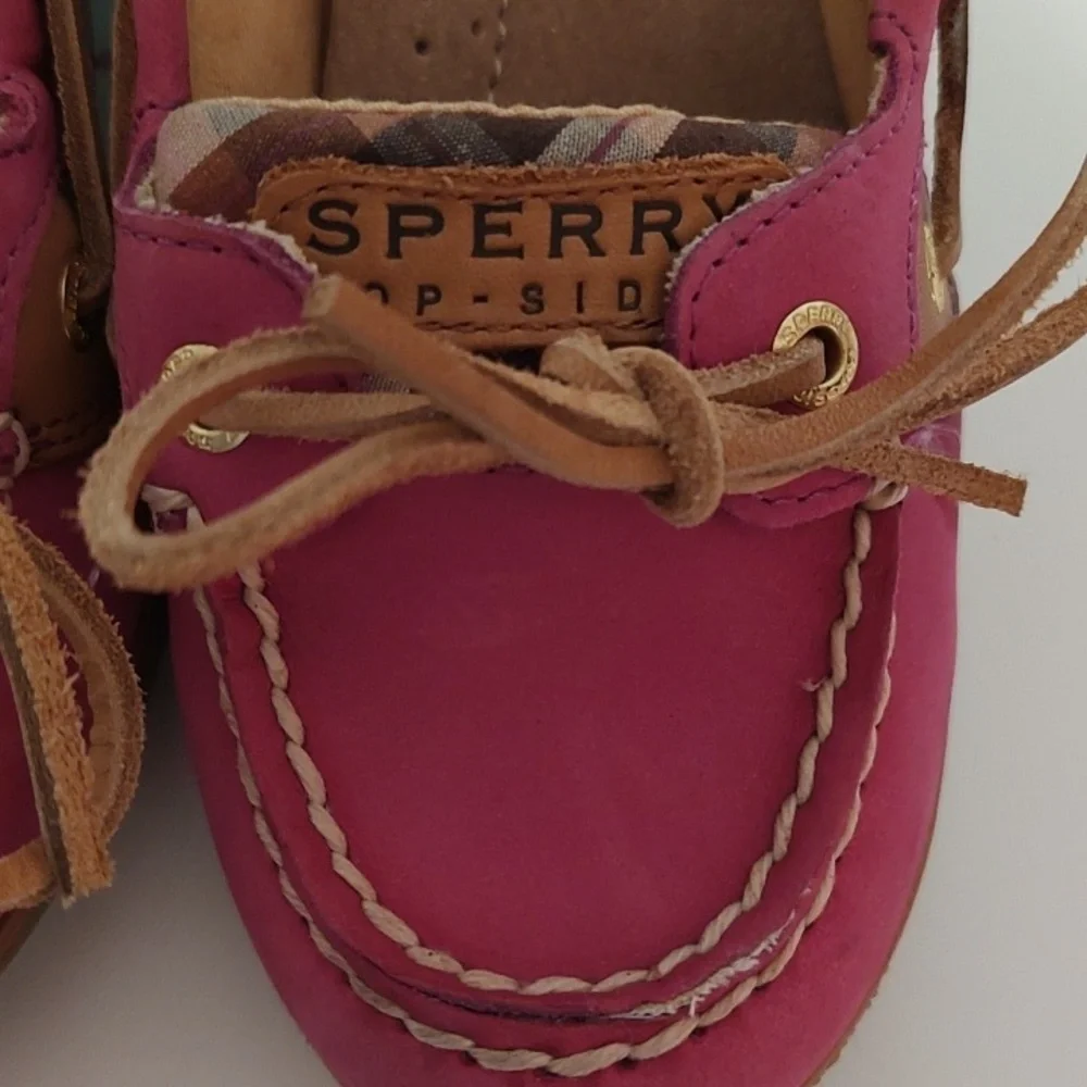Sperry Top-Sider  Goldfish Wedge Heel Pink Plaid 9518747 Women Sz 6M